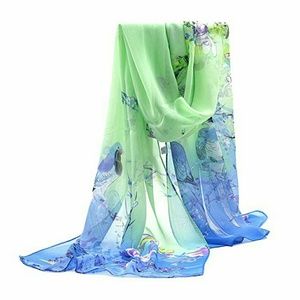 Herebuy Chiffon Flowers and Birds Printed Scarf